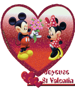 Gif animé joyeuse Saint Valentin Minnie et Mickey